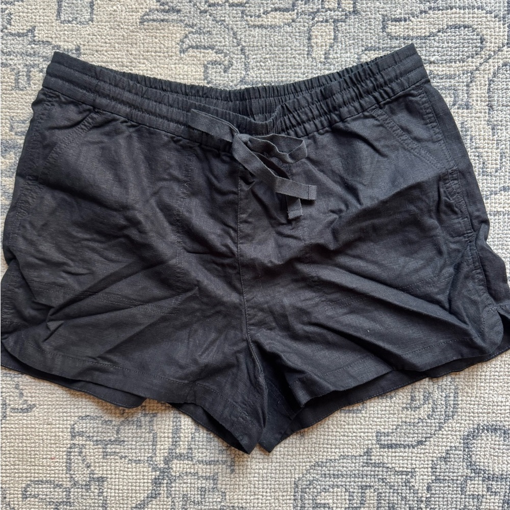 J. Crew Black Linen Shorts Lightweight Elastic Waist Large